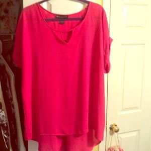 Short Sleeve Hot Pink Blouse